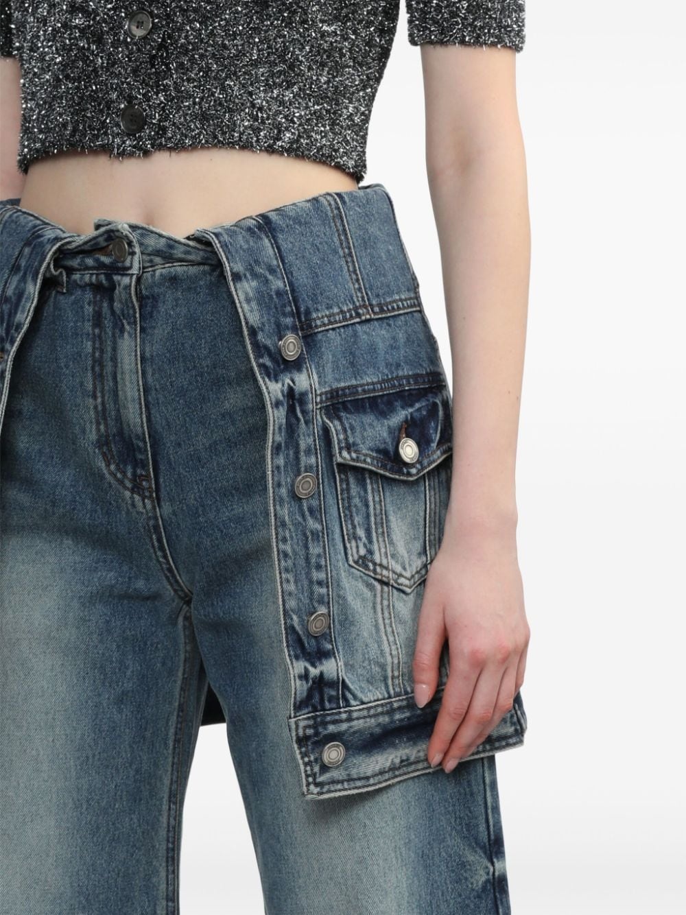 layered panelled jeans - 5