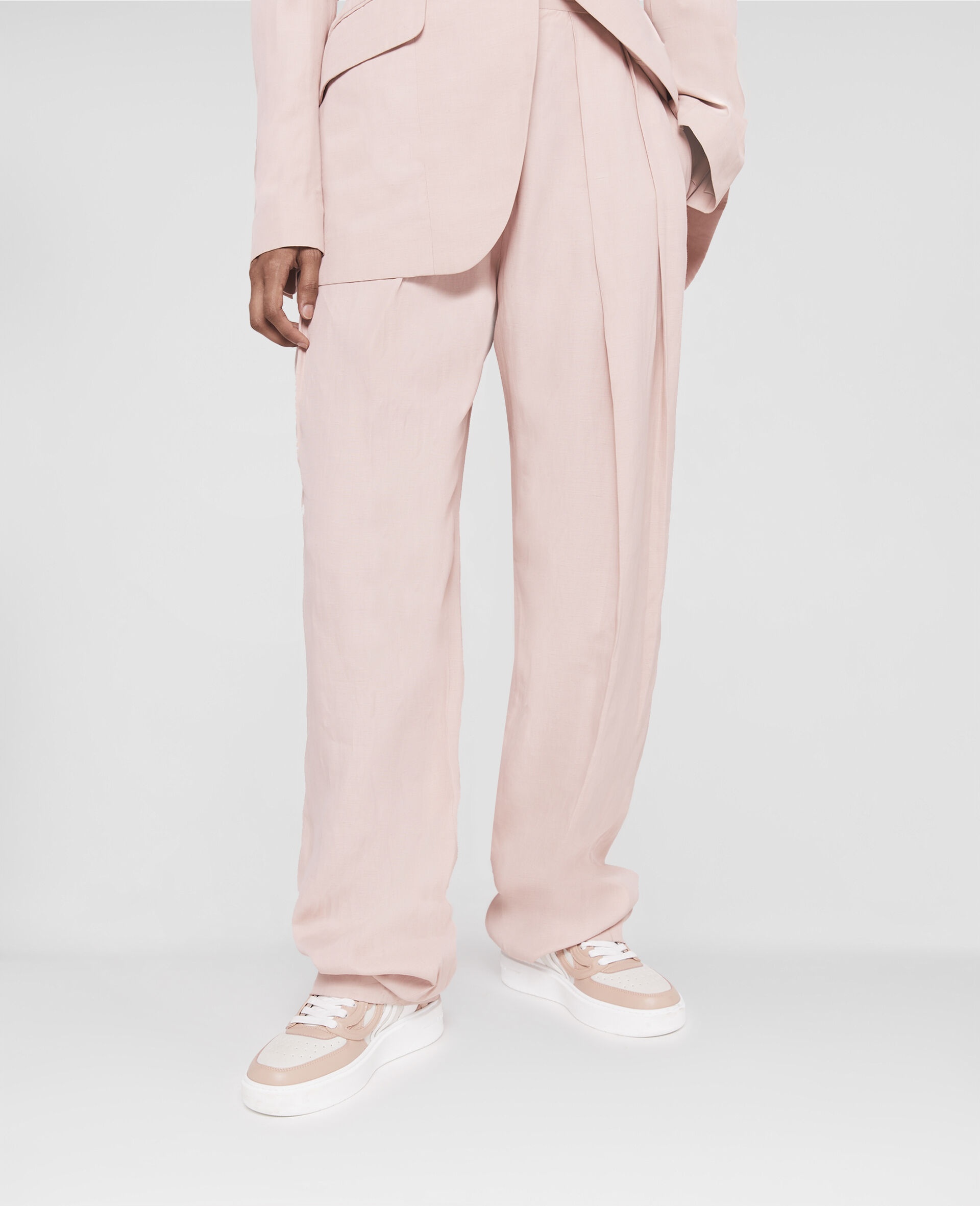 Fluid Linen Pleat Front Straight Leg Trousers - 4
