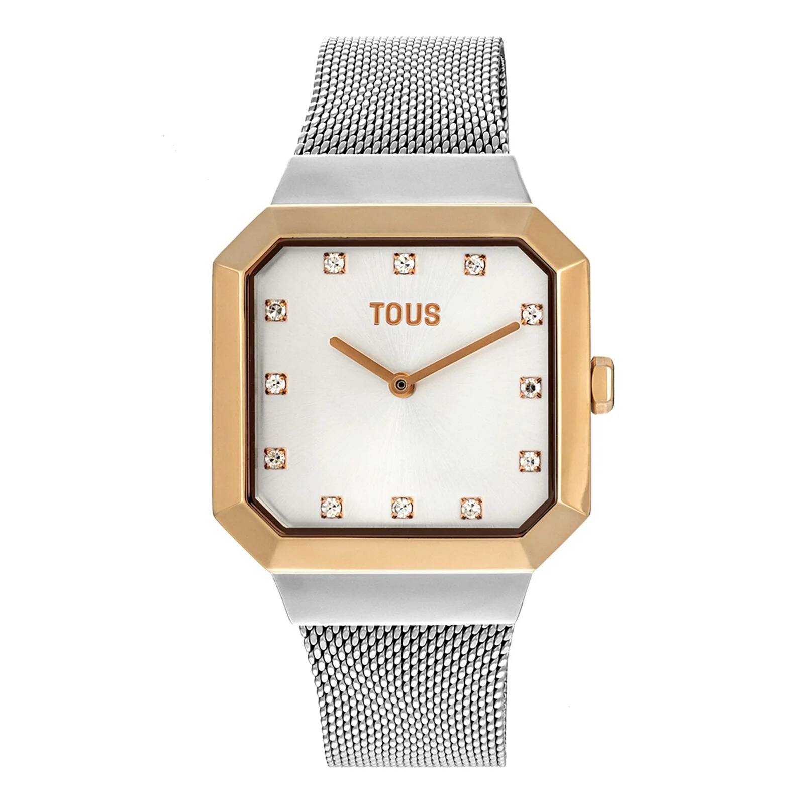 Karat Squared Analogue watch in pink-colored IPRG steel with steel wristband - 1