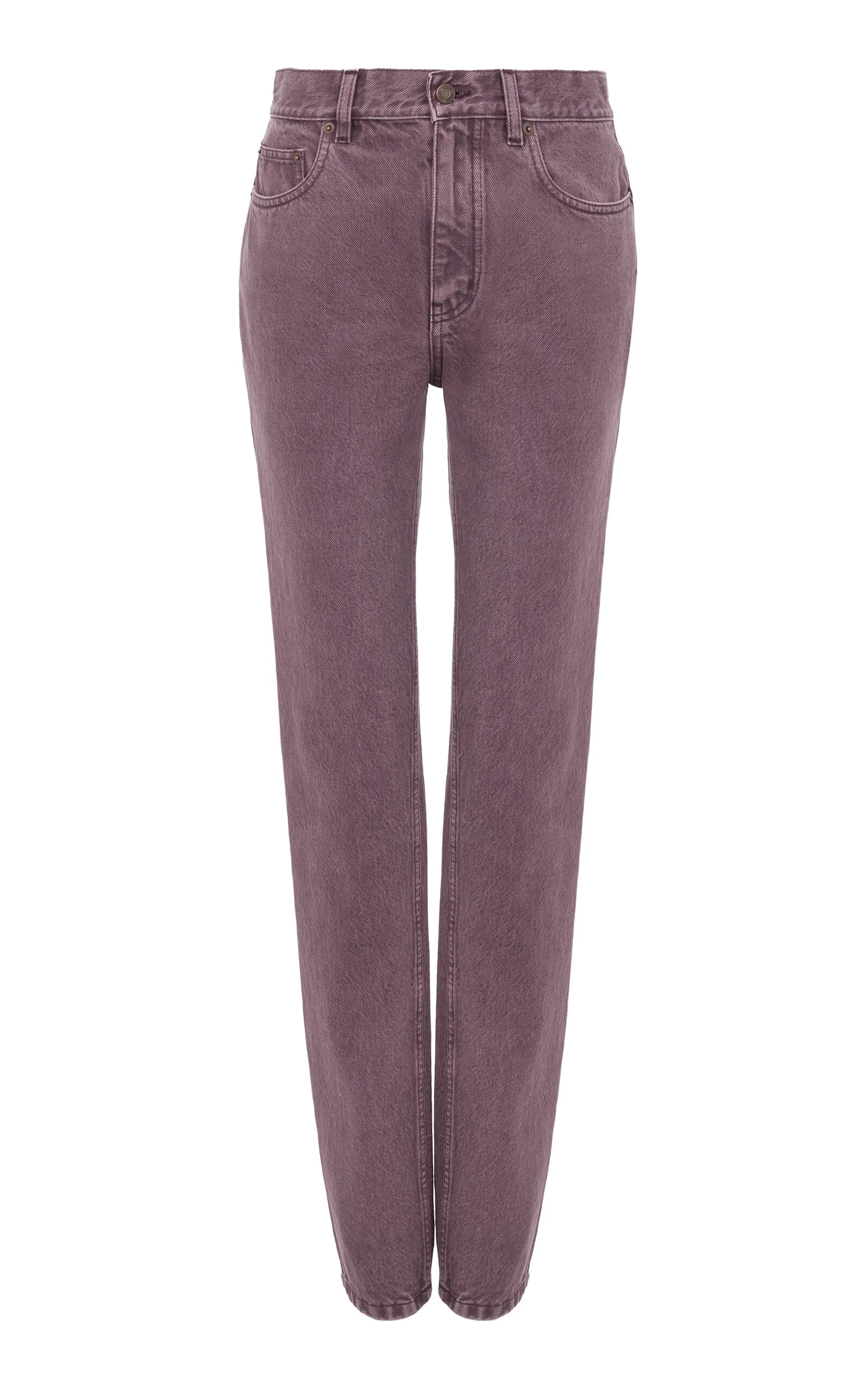 Denim Rigid Mid-rise Straight-Leg Jeans purple - 1