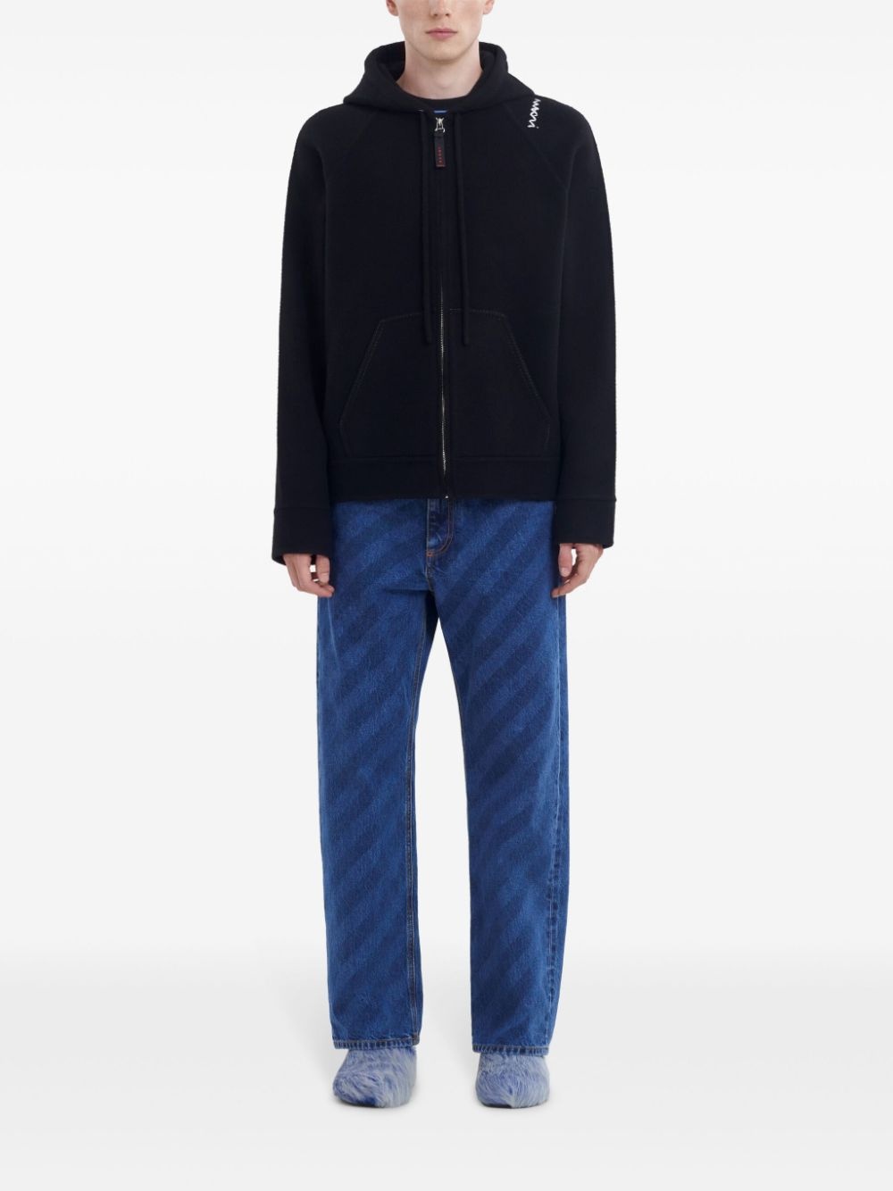 logo-embroidered hooded jacket - 3