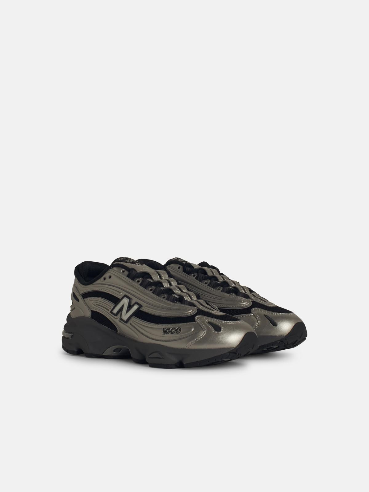 '1000' SILVER LEATHER BLEND SNEAKERS - 2