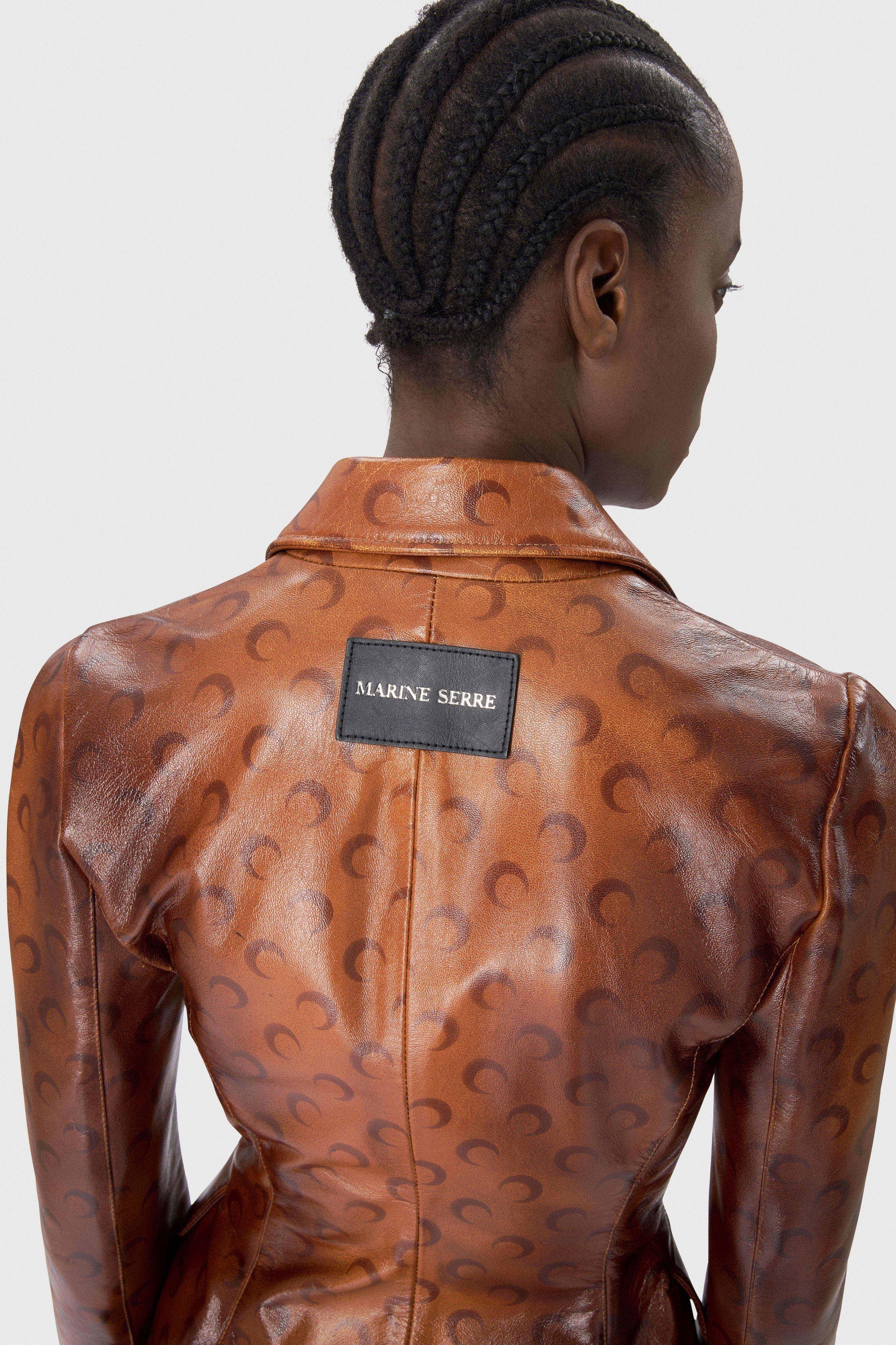 Moon Airbrushed Leather Fitted Jacket - 4