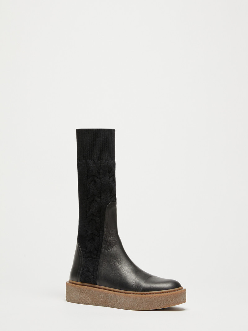 Max Mara BRAIDY Knit and leather boots outlook