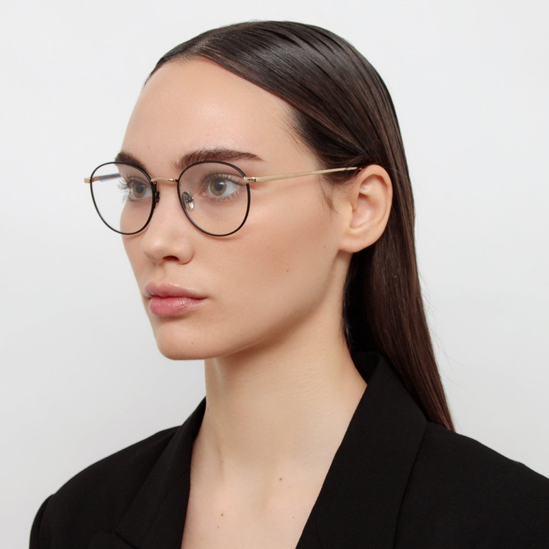 LINDA FARROW Harrison Optical Frame in Black and Light Gold outlook