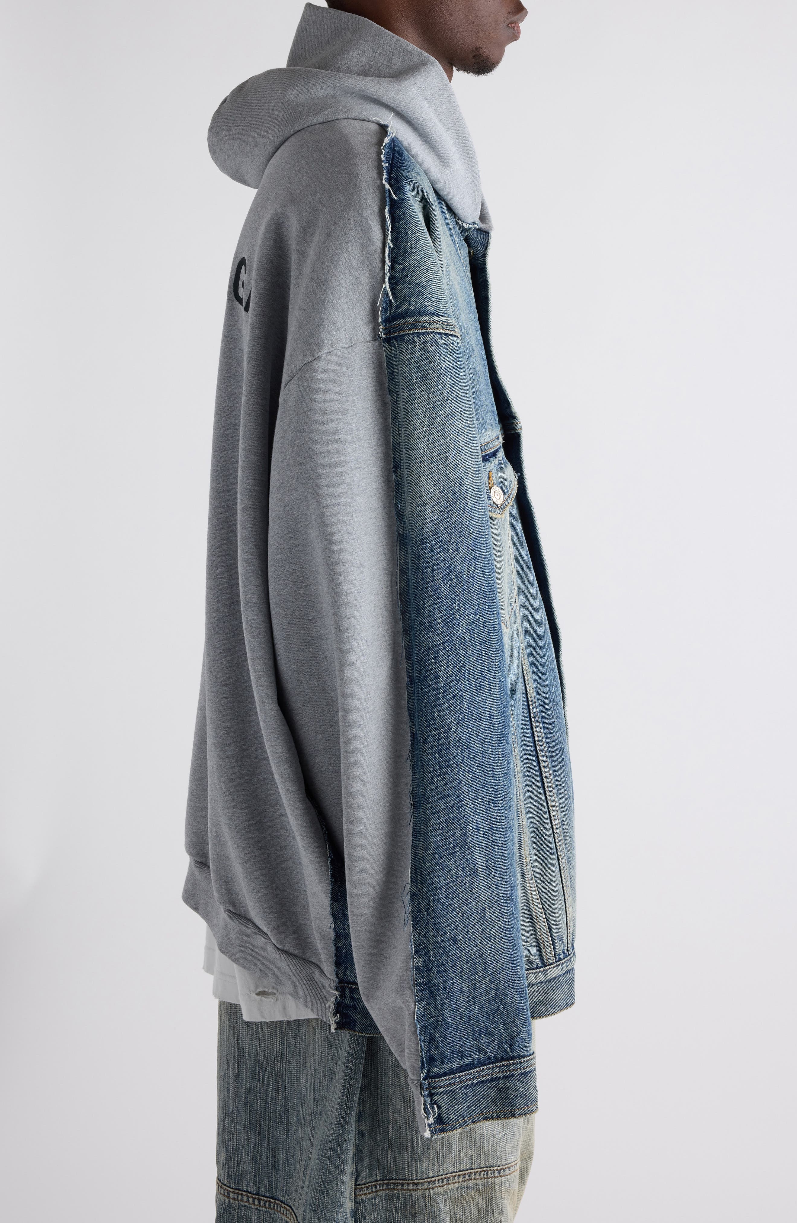 Balenciaga Hybrid Logo Jacket in 4245 Sun Bleached Blue at Nordstrom - 4