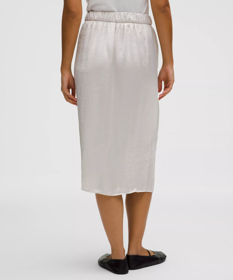 Logo Charm Satin Waist-Tie Midi Skirt 3