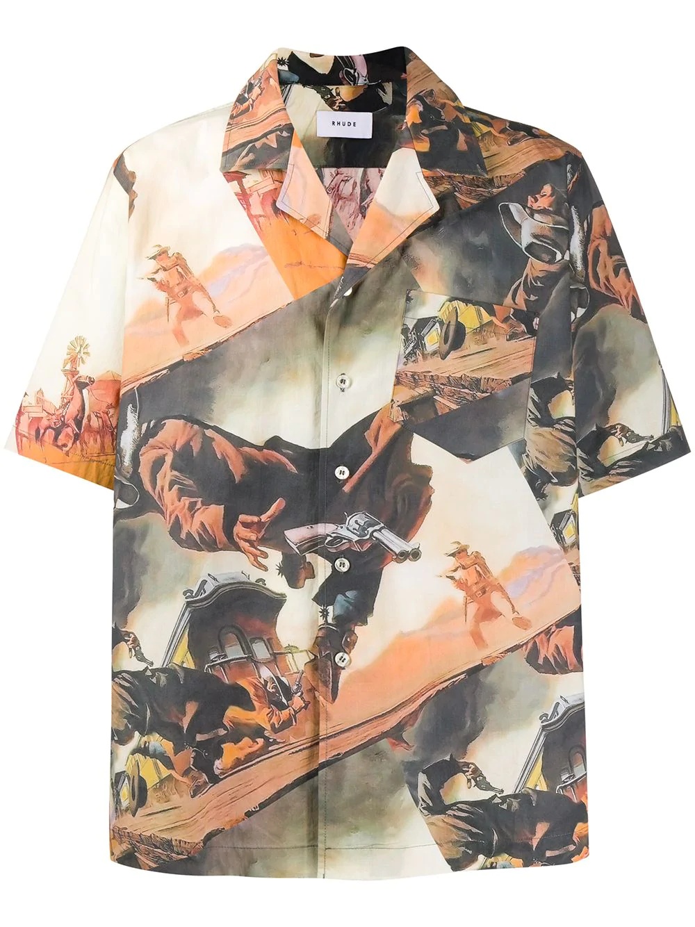 gunslinger-print Hawaiian shirt - 1