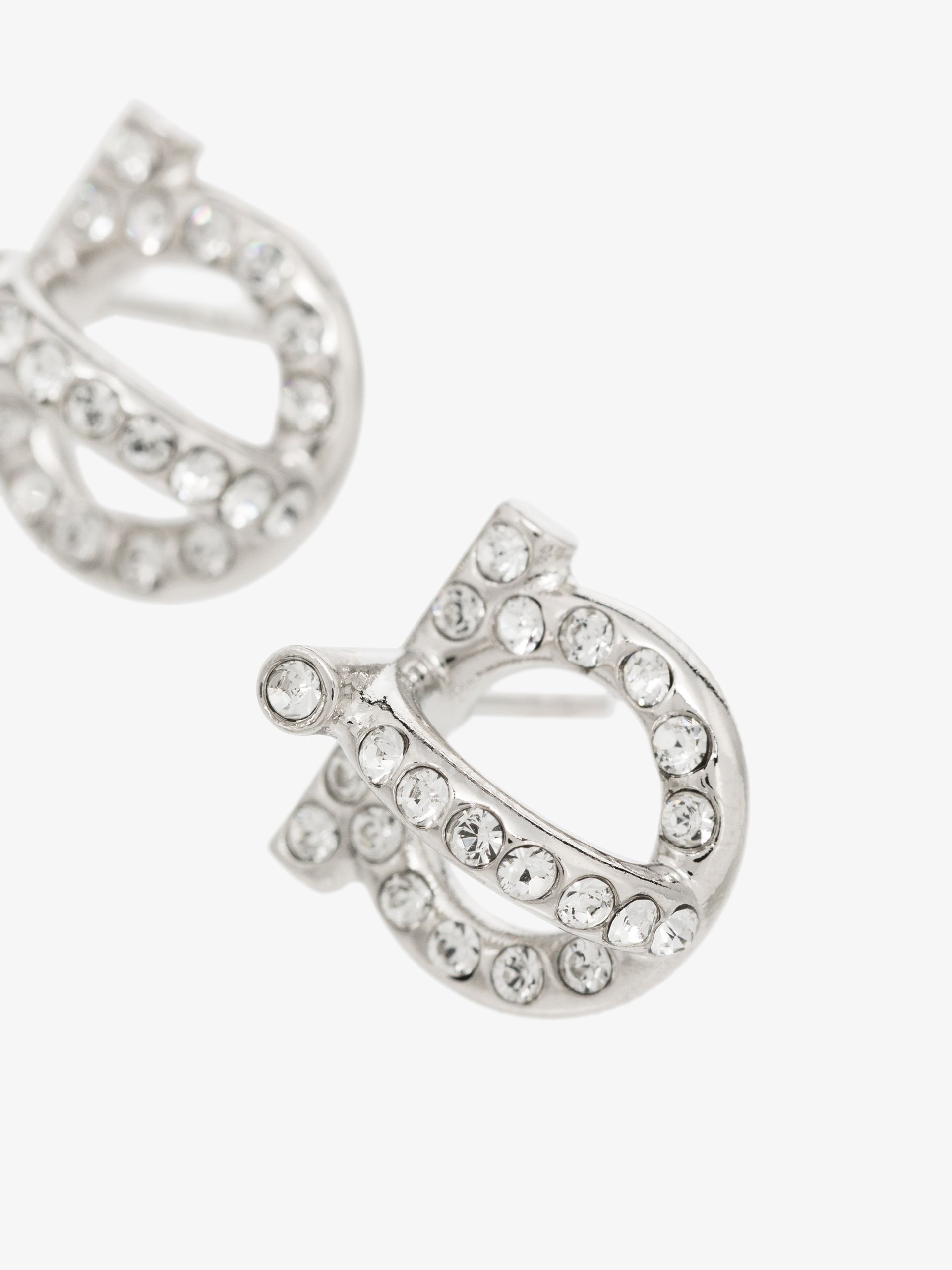 silver tone Gancini crystal earrings - 4