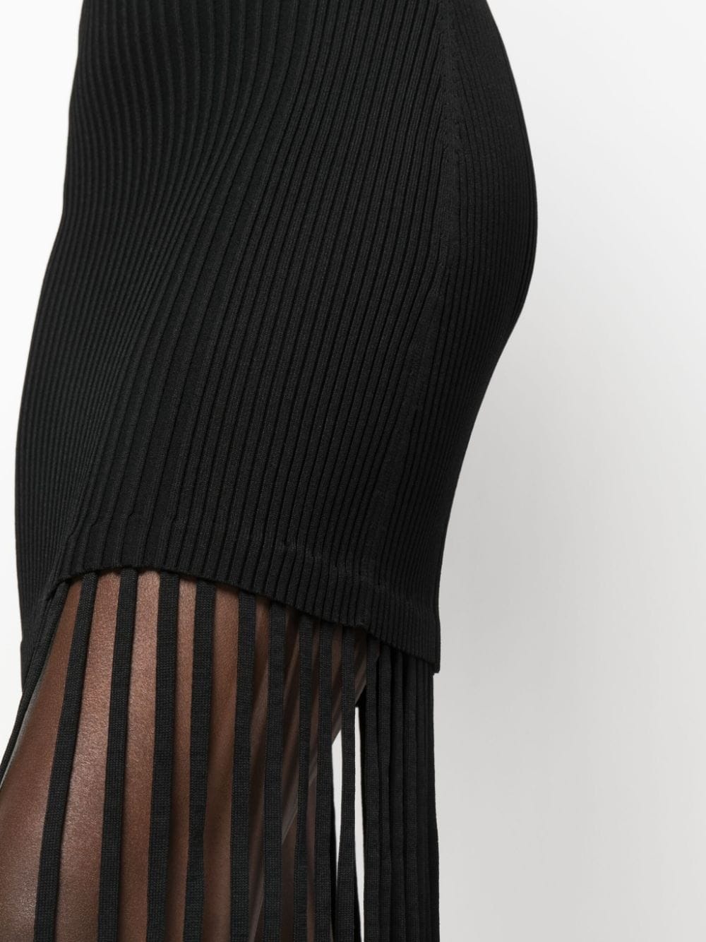 fringed ribbed-knit minidress - 5