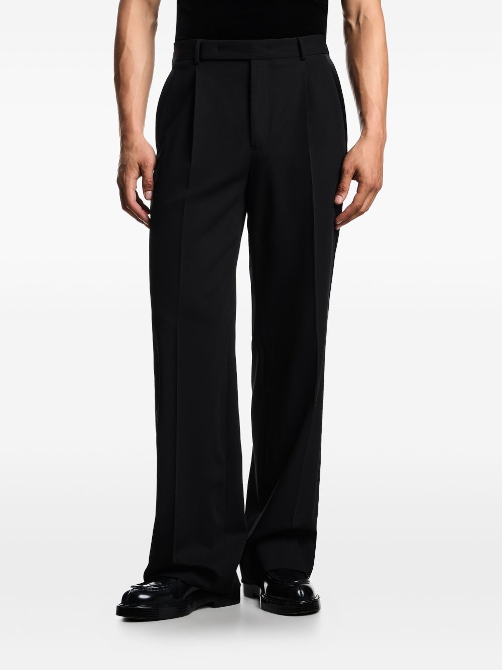 pleated side-stripe trousers - 3