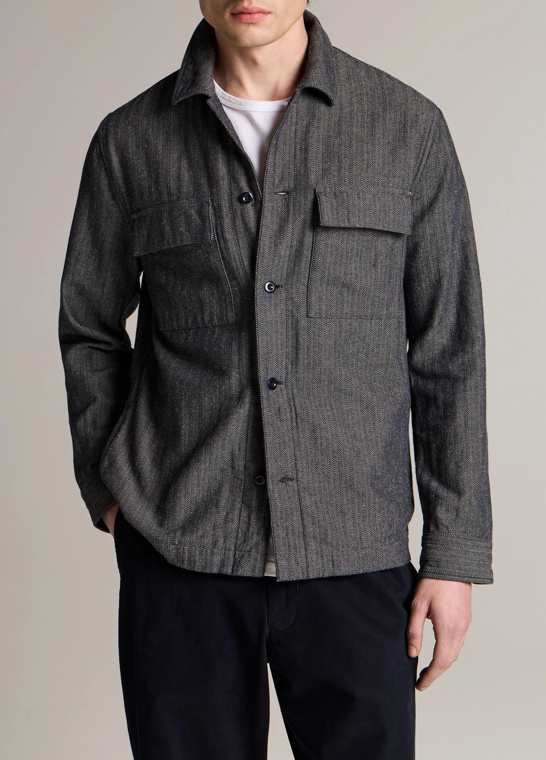 Herringbone Cotton-Linen Overshirt - 1