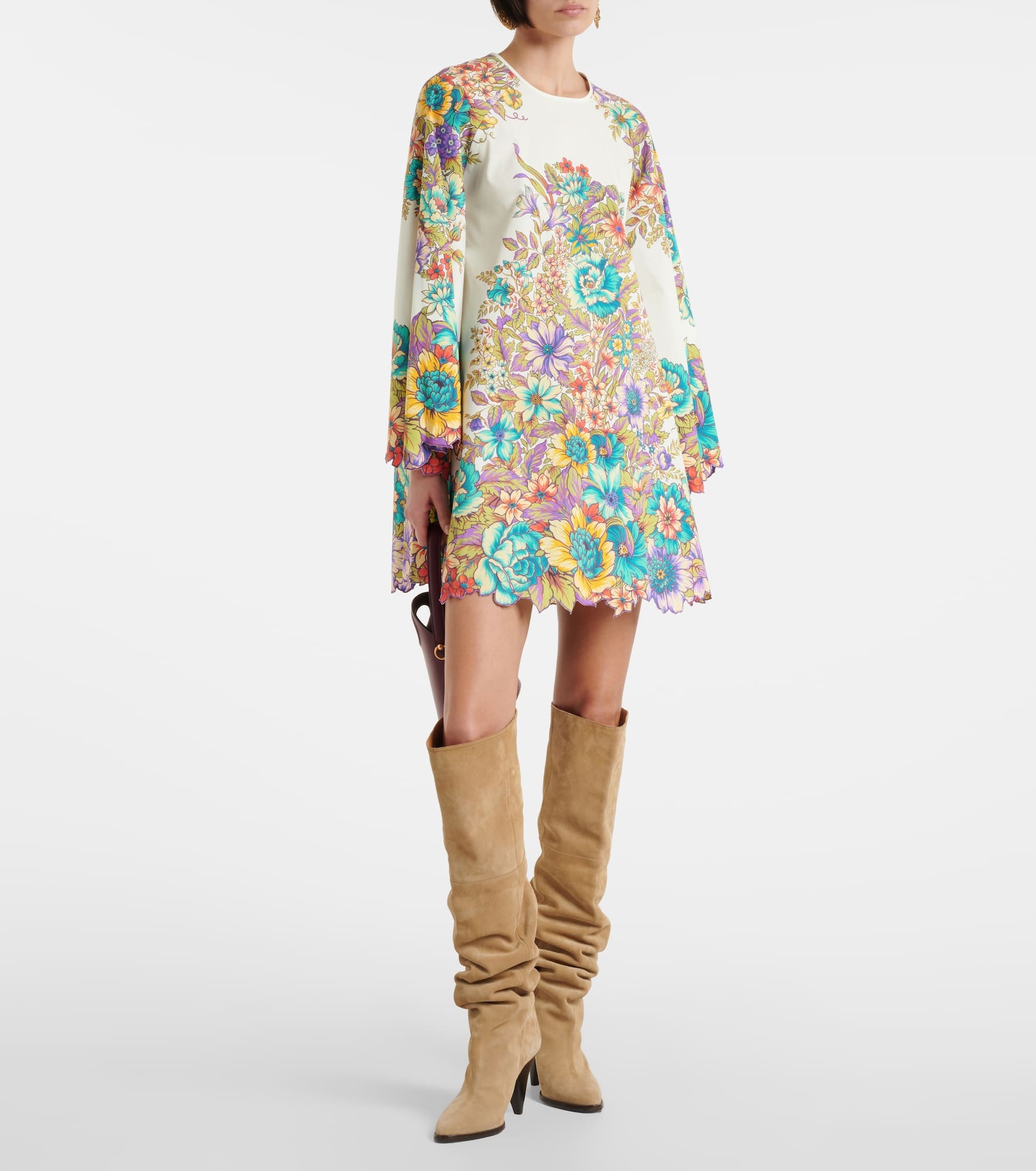 Floral cotton poplin minidress - 2