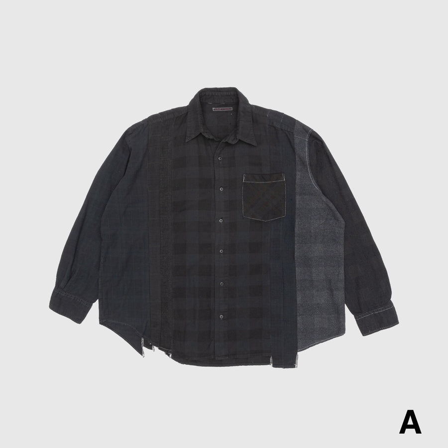 REBUILD BY NEEDLES 7 CUTS OVER DYE WIDE FLANNEL SHIRT - 5