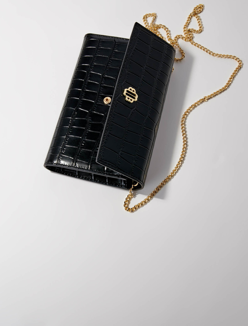 maje Croc-effect embossed leather bag outlook