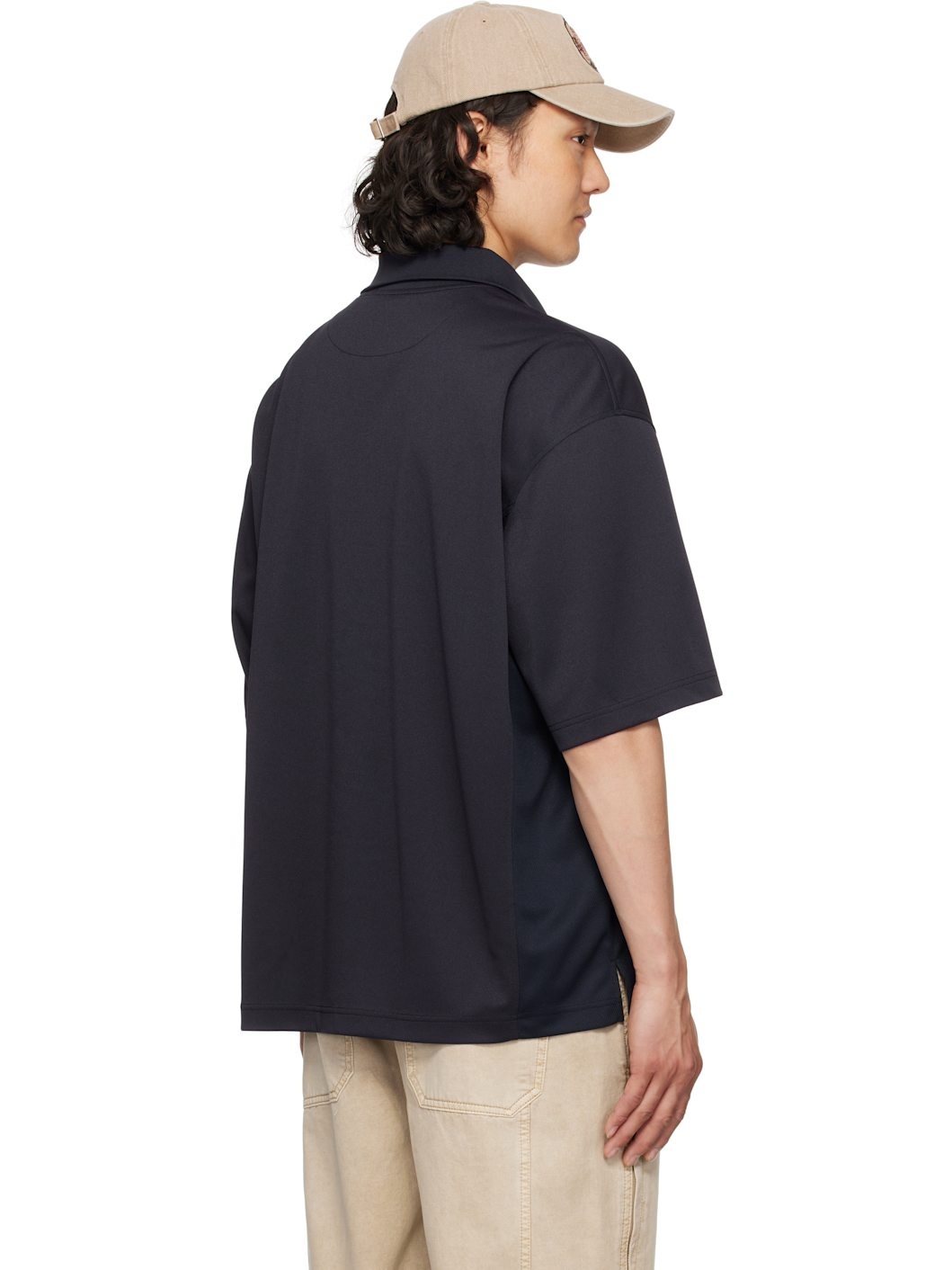 Navy 'After Hours Track Club' Zip Polo - 3
