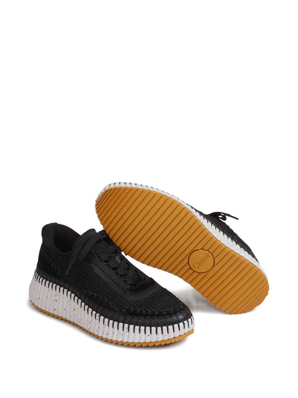 textured lace-up sneakers - 4