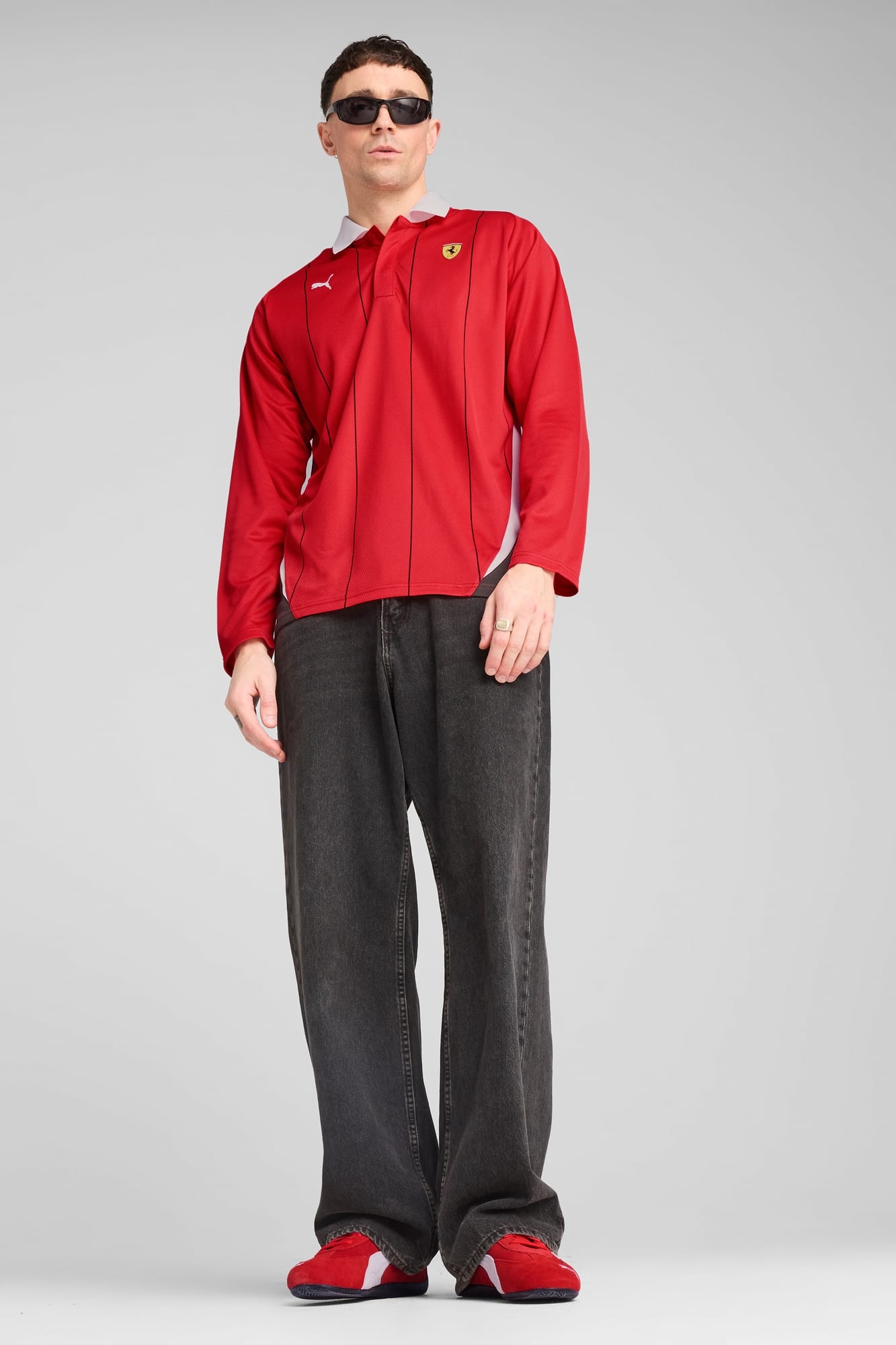 Scuderia Ferrari Race Men's Long Sleeve Polo - 5