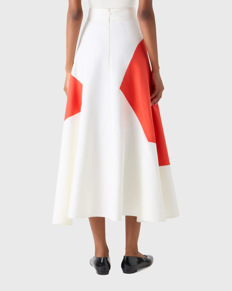 AKRIS Patchwork Cotton Midi A-Line Skirt outlook