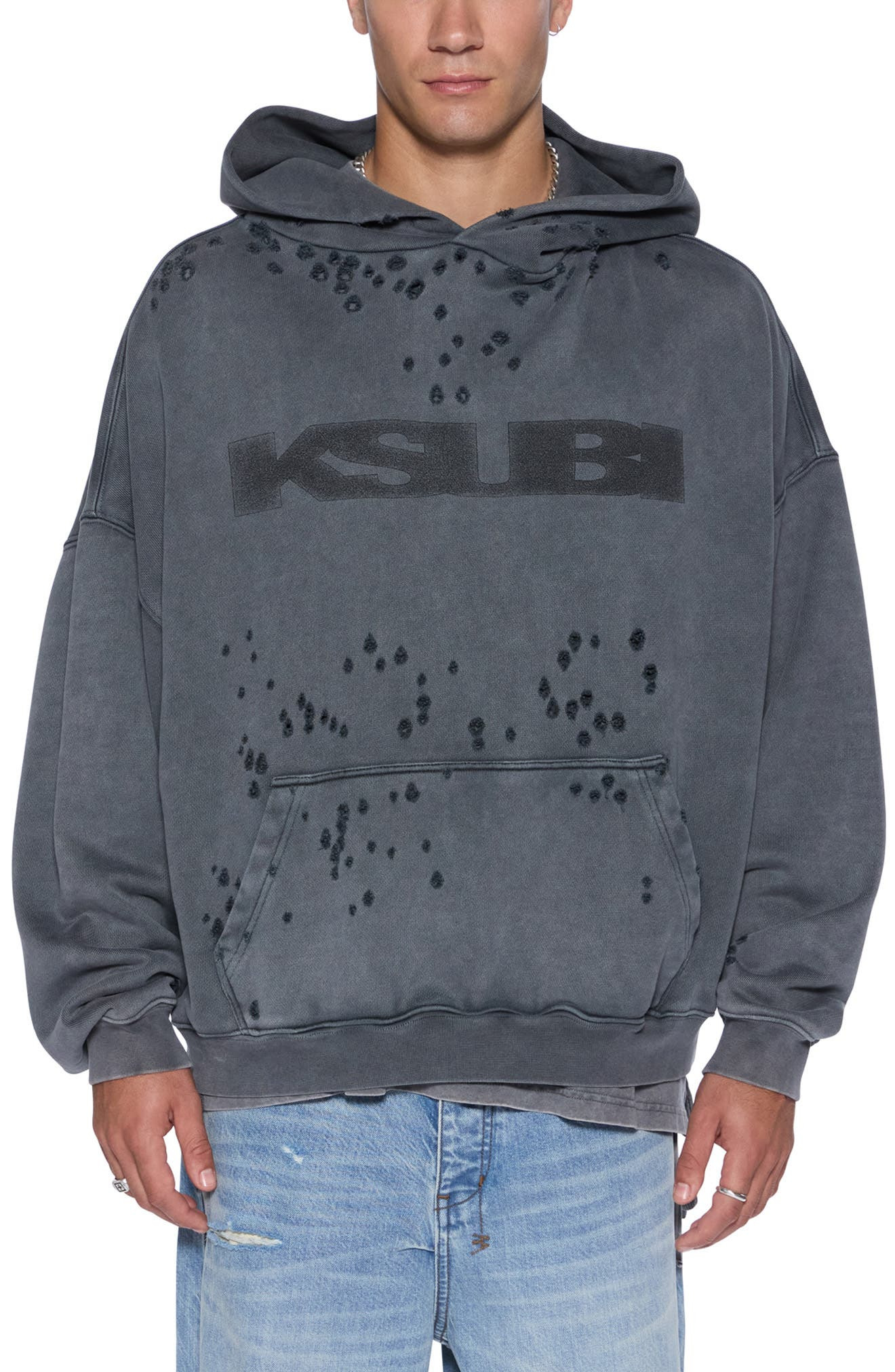 Ksubi Blasted Ekcess Oversize Hoodie in Black at Nordstrom - 1