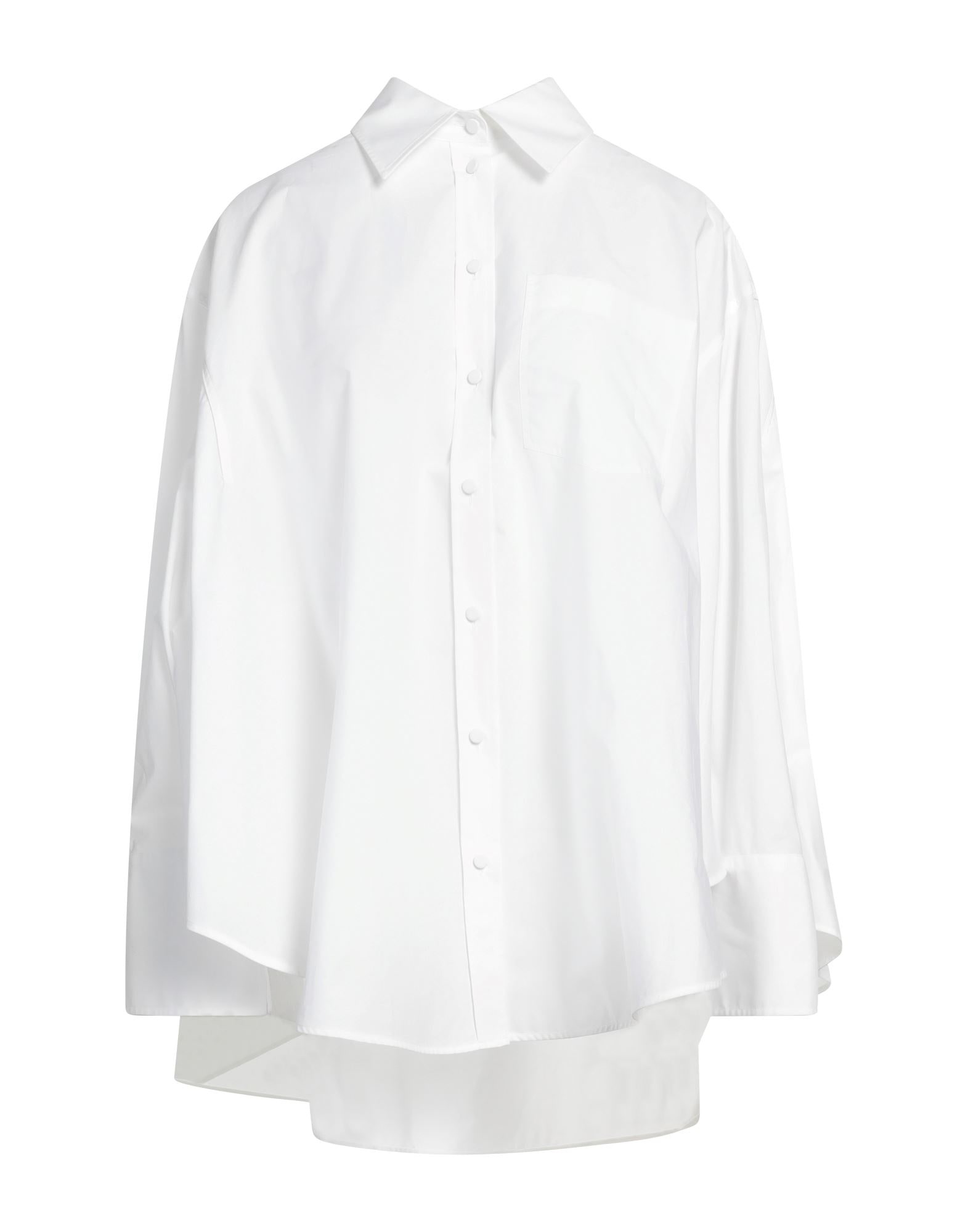 White Women's Solid Color Shirts & Blouses - 1