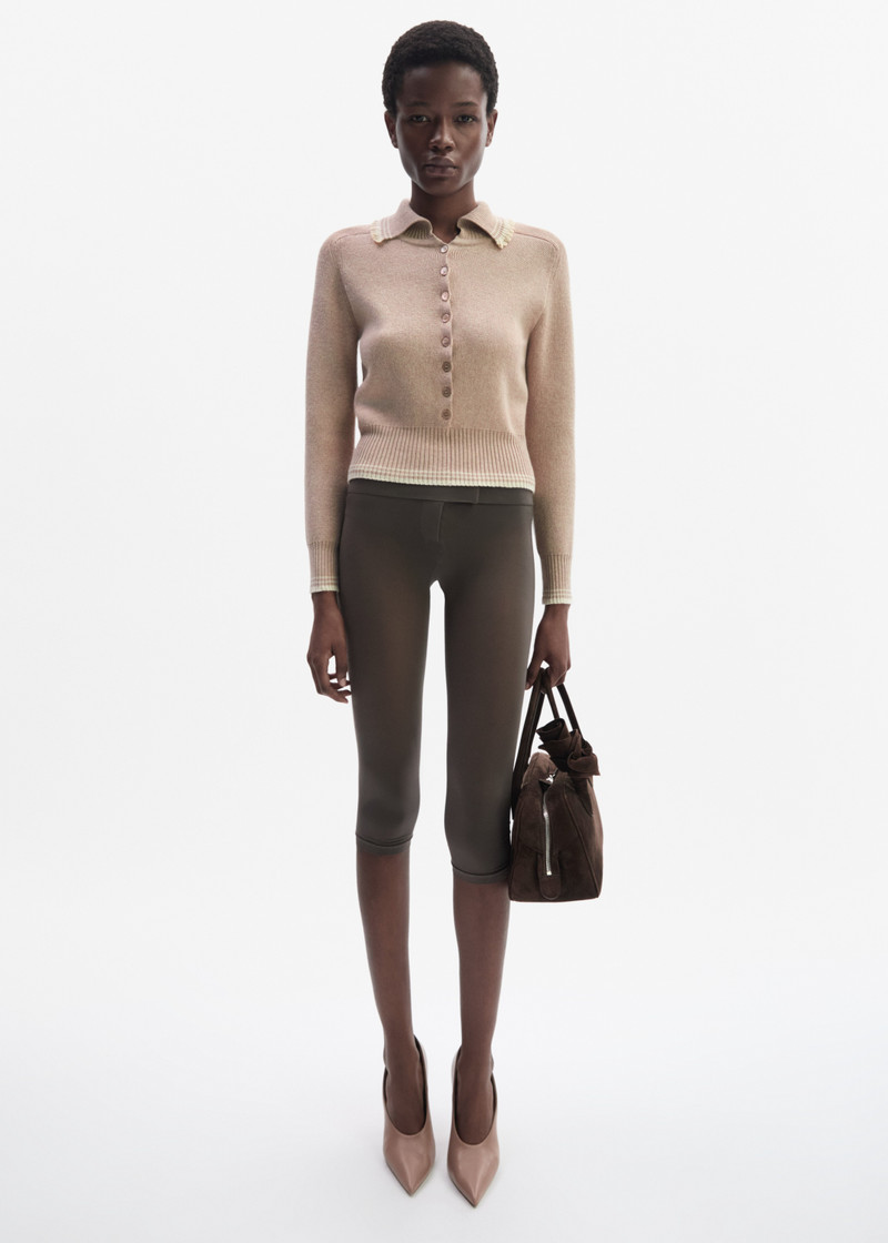 MAGDA BUTRYM Reversible buttoned polo sweater in beige outlook