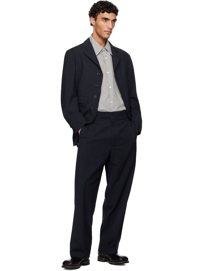 Nanamica Navy Seamless Pleat Trousers outlook