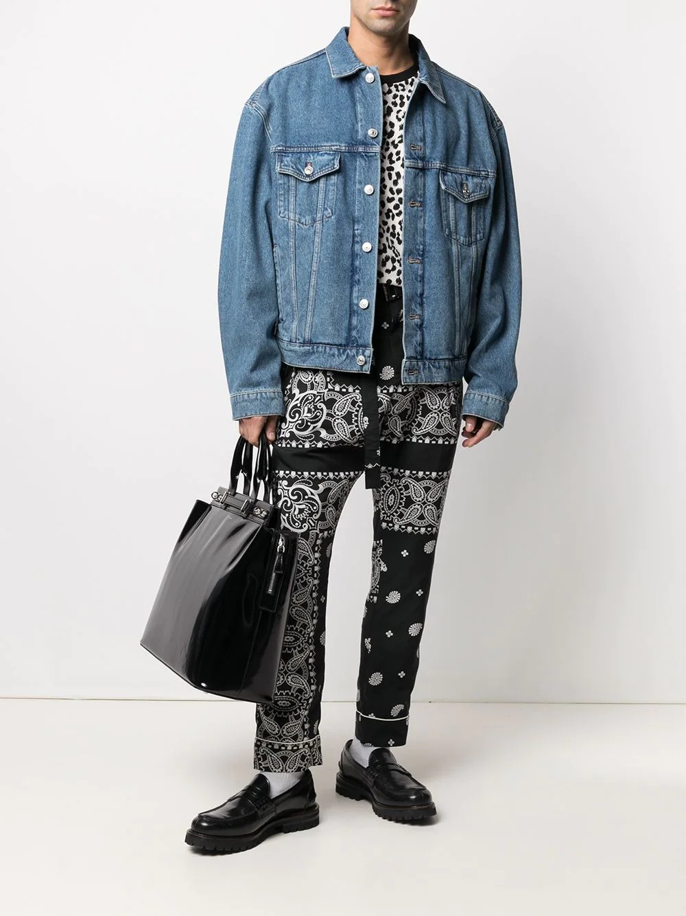 paisley-print belted trousers - 2