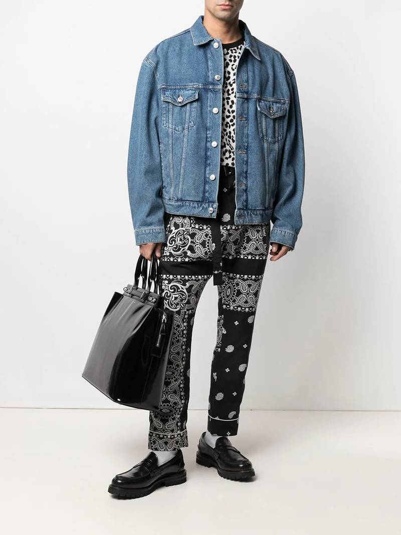 sacai paisley-print belted trousers outlook