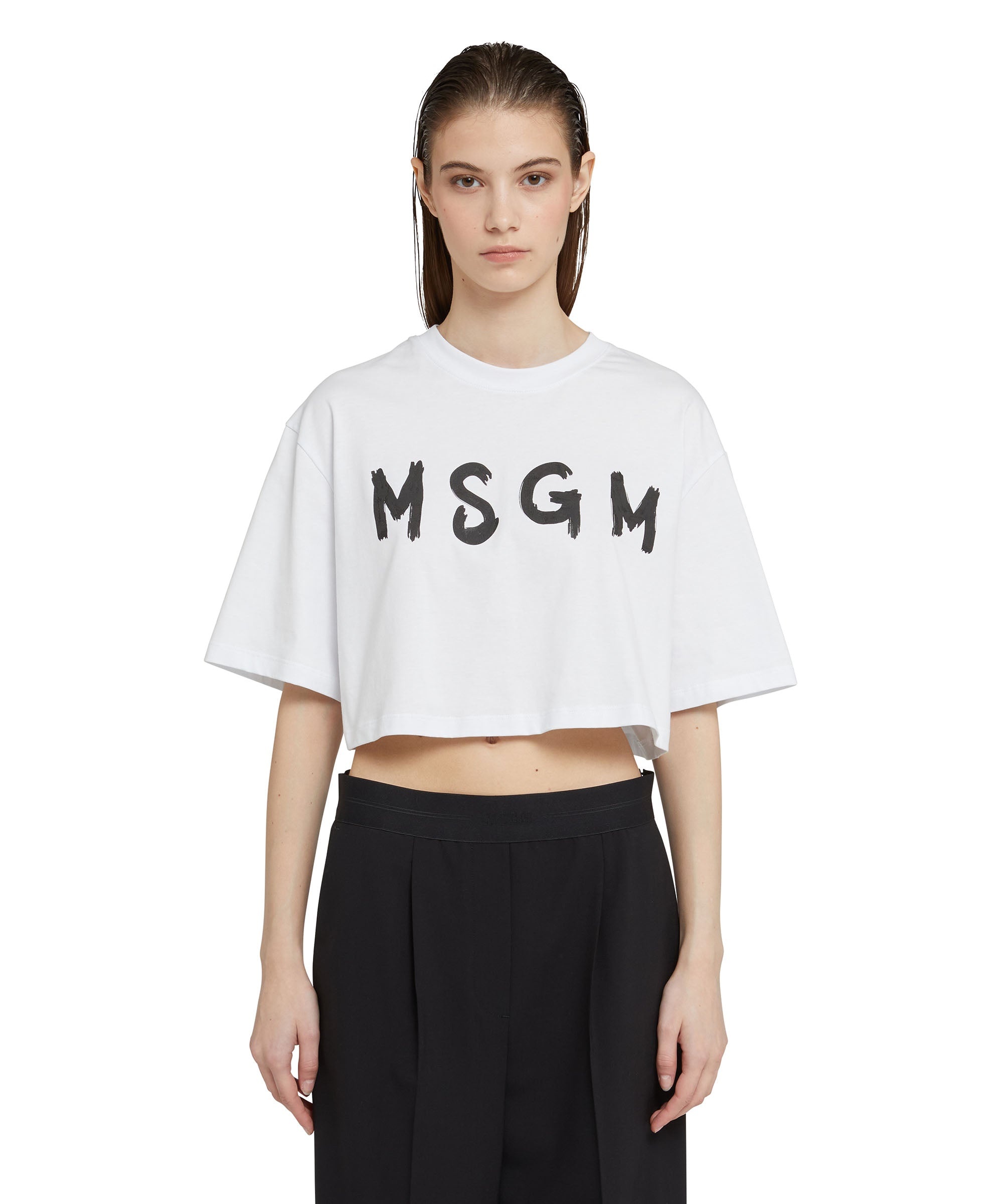 Crop T-Shirt  with brushstroke logo graphic - 2