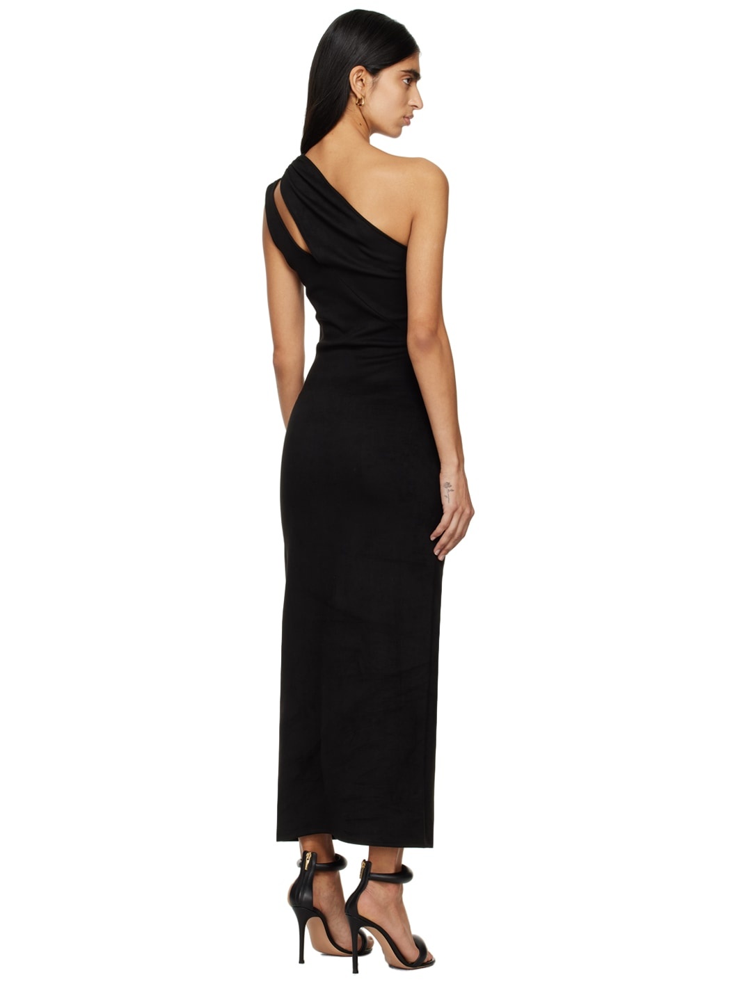 Black Single-Shoulder Maxi Dress - 3