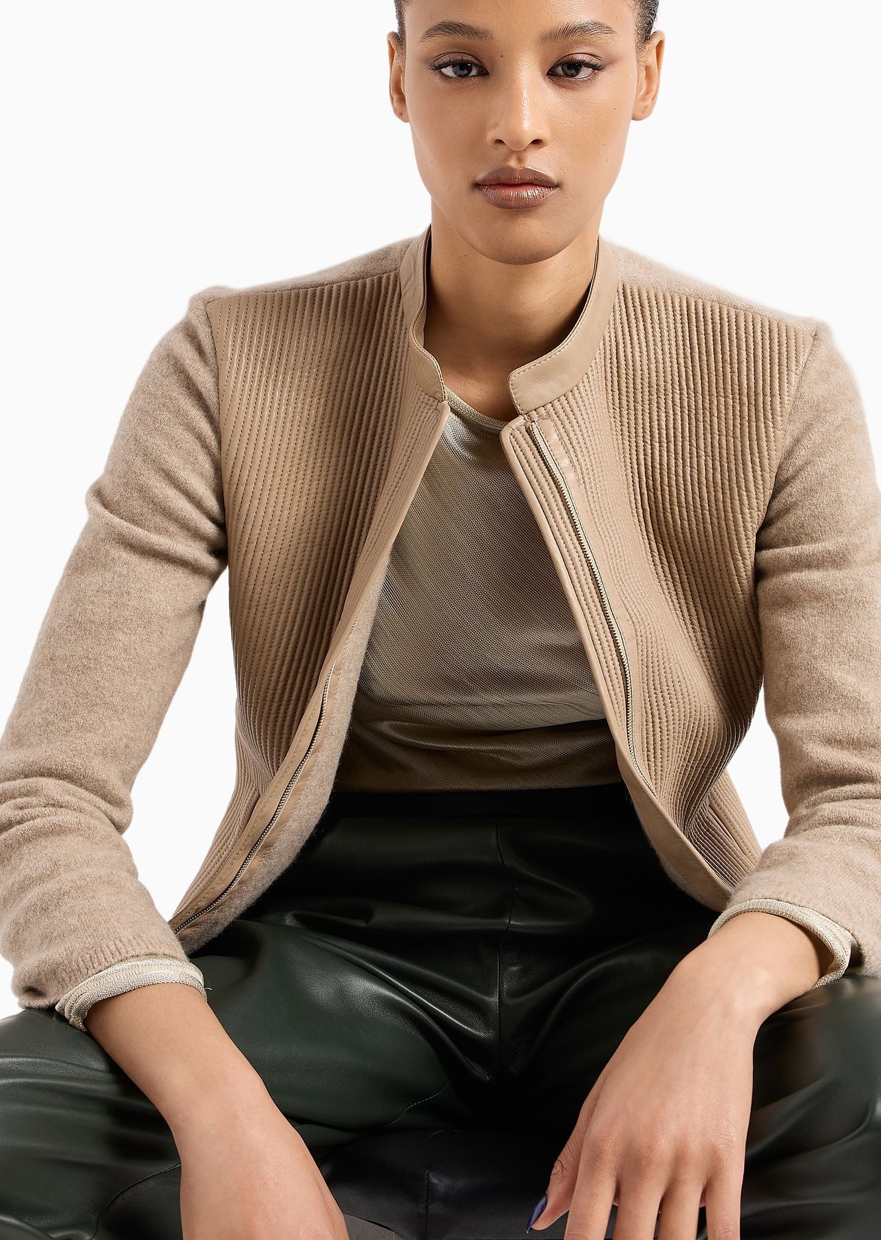 Single-breasted jacket in quilted nappa leather - 6