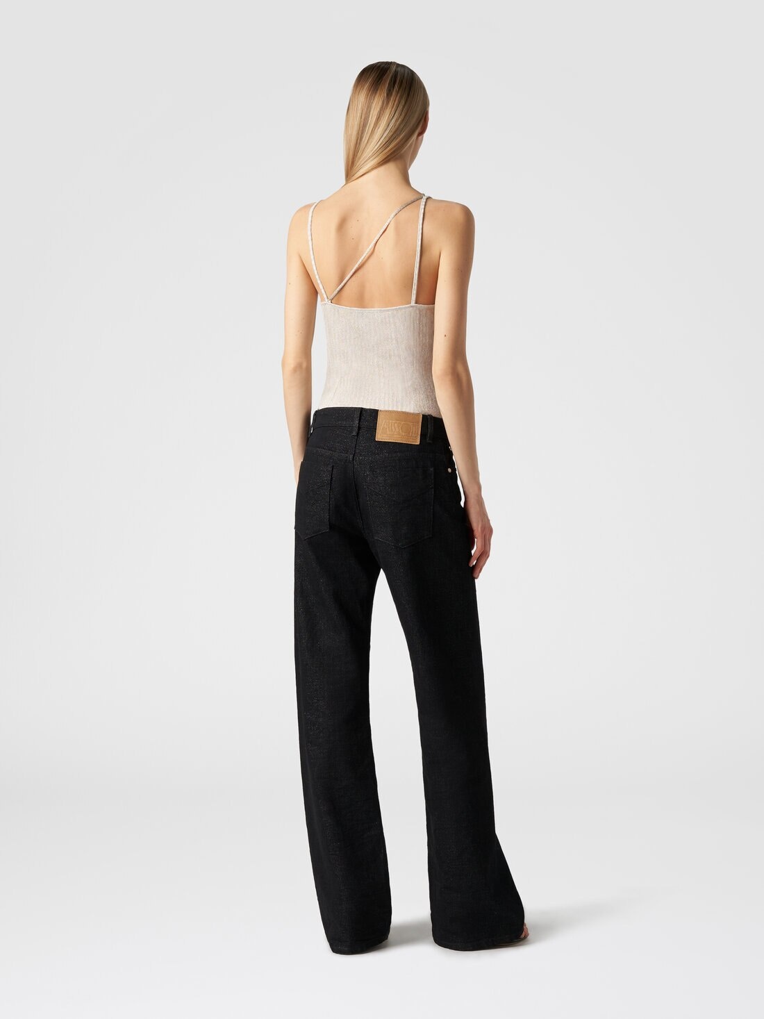 Cotton and viscose lamé tank top - 3