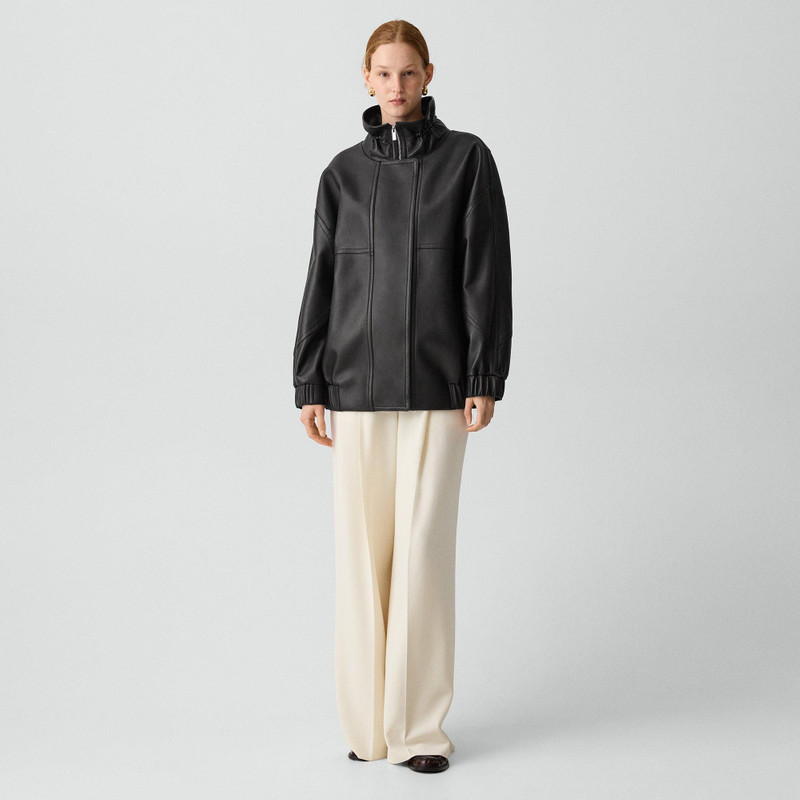 Theory High Collar Jacket in Leather outlook