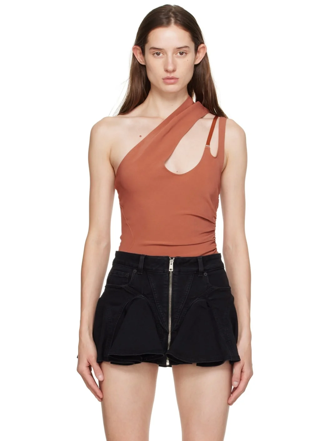 Pink Asymmetric Bodysuit - 1