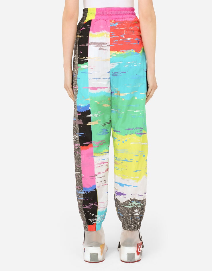 Nylon joggers with multi-colored glitch print - 2