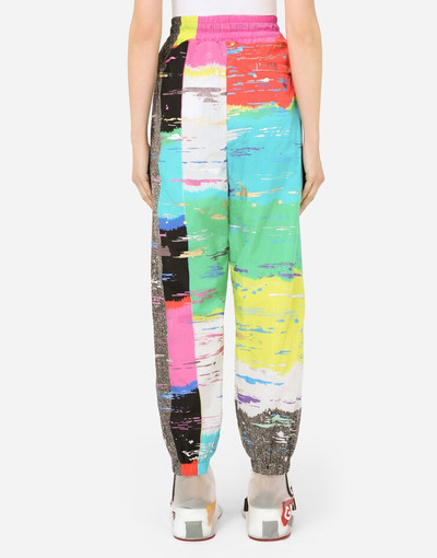 Dolce & Gabbana Nylon joggers with multi-colored glitch print outlook