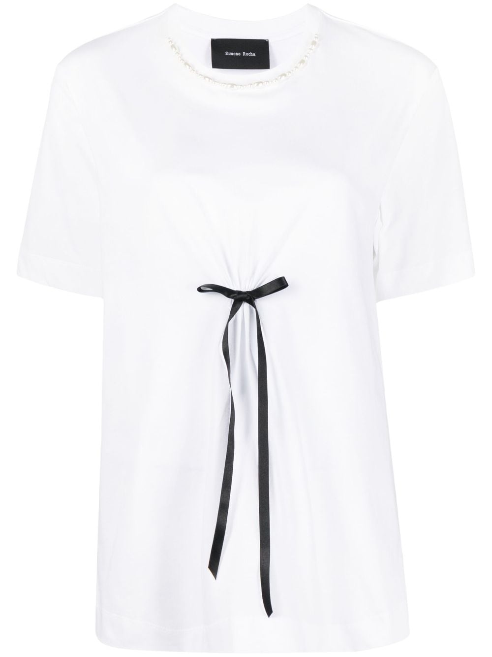 bow-detail short-sleeve T-shirt - 1