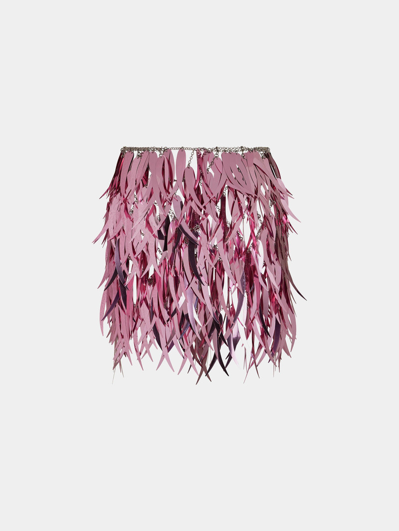 PINK SKIRT WITH A METALLIC FEATHERS ASSEMBLAGE 1