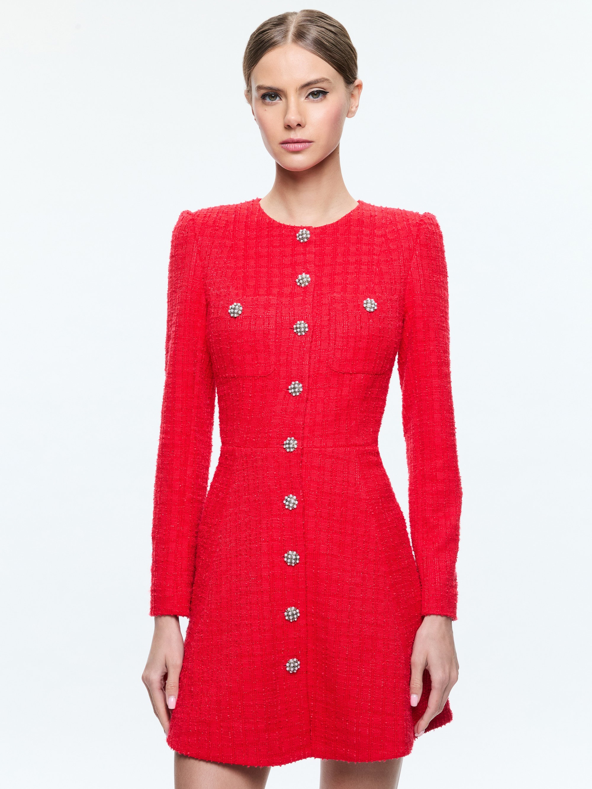 SHILOH LONG SLEEVE BUTTON FRONT MINI DRESS - 5