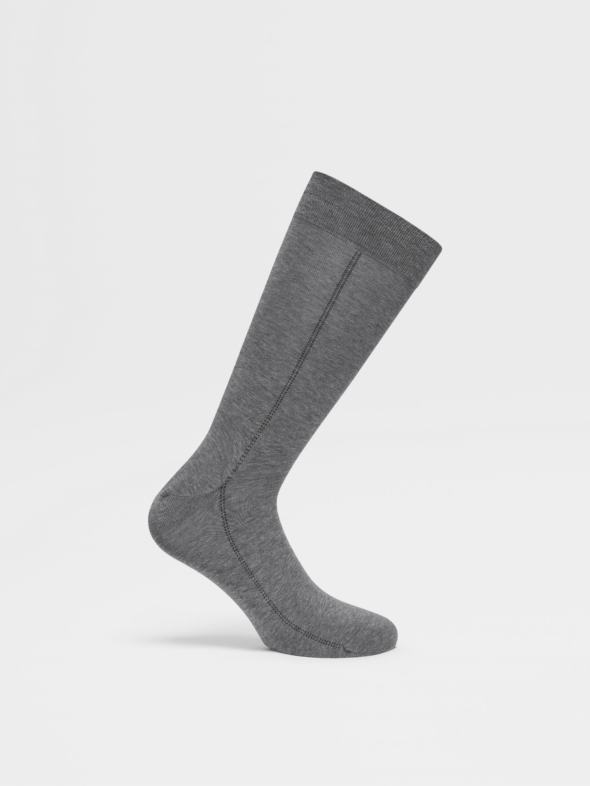 GREY MÉLANGE COTTON BLEND SOCKS - 3