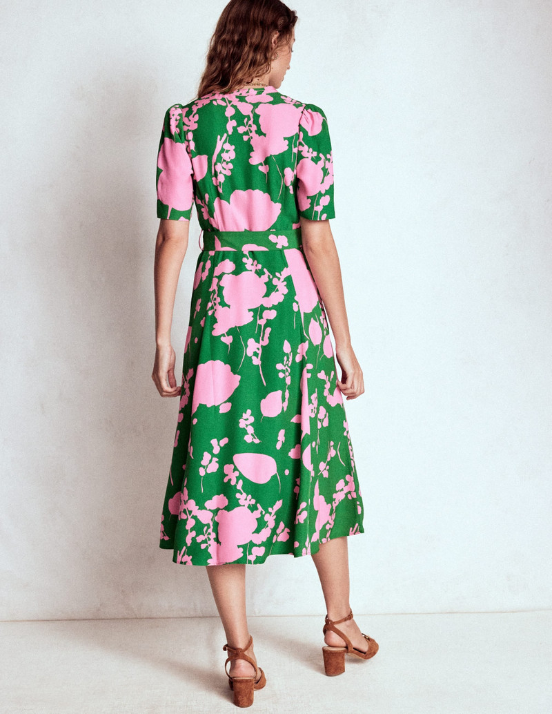 Kate Puff Sleeve Belted Dress-Highland Green, Dainty Sprigs 6
