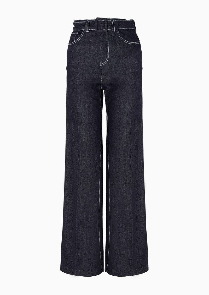 ASV J14 high-waisted wide-leg palazzo jeans in a stretch Lyocell-blend denim with contrasting stitch 1