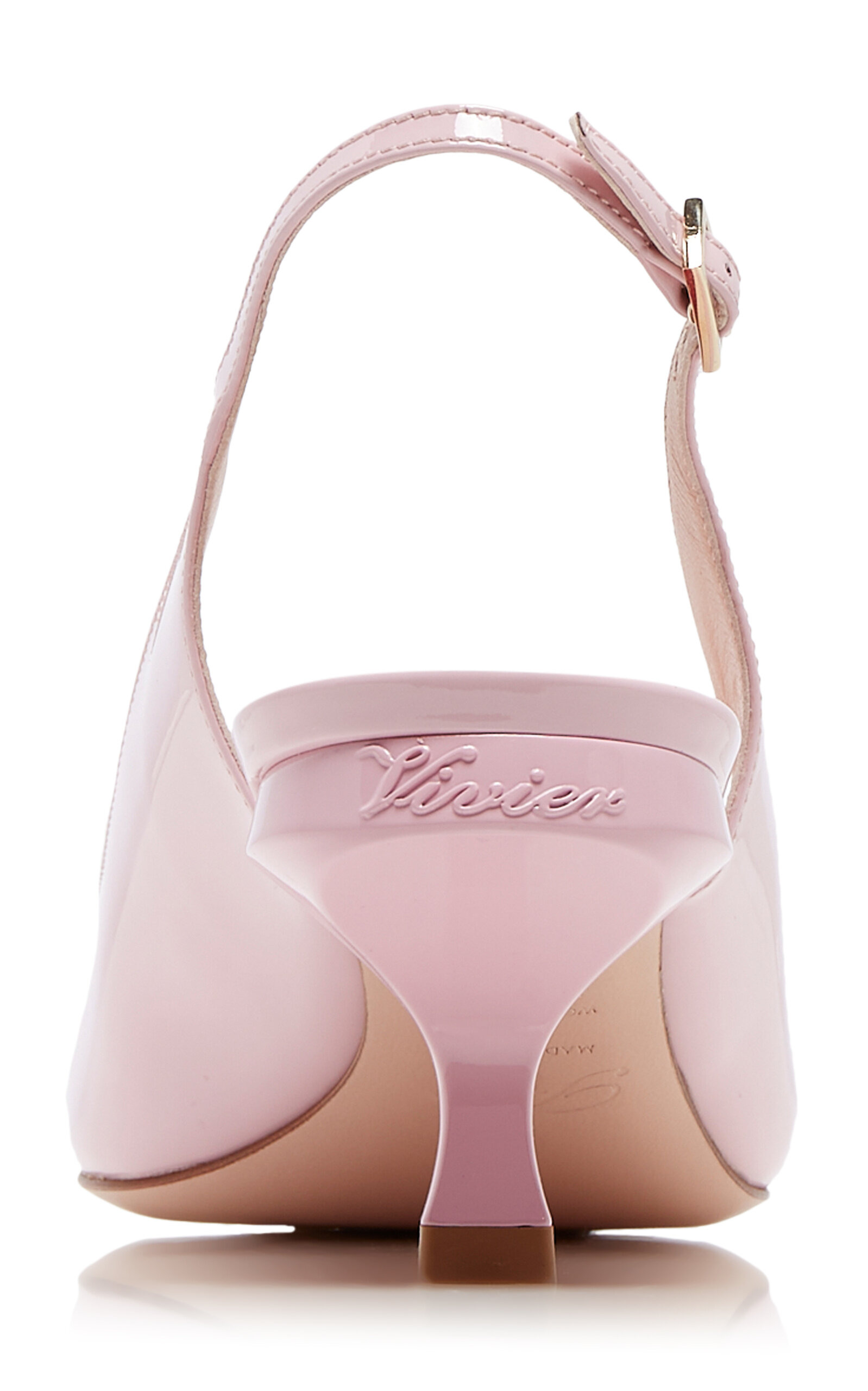 Virgule Buckle-Embellished Patent Leather Slingback Pumps pink - 4