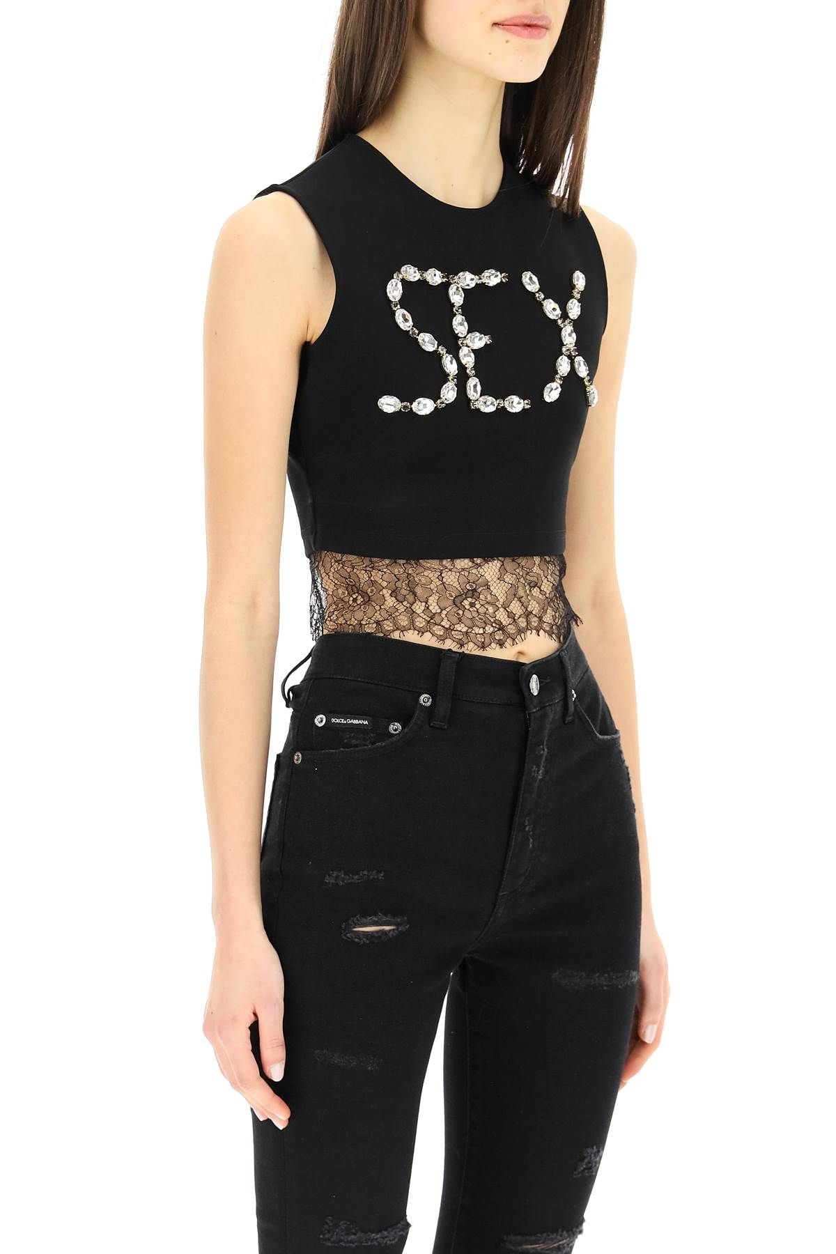 'SEX' CROPPED TOP WITH CRYSTALS - 3