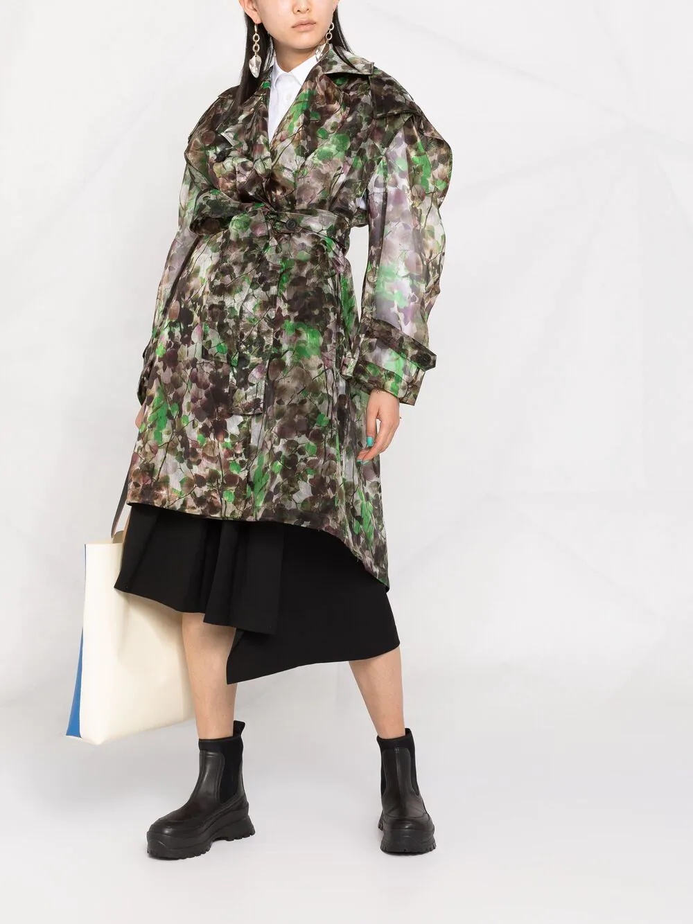 Blossom camouflage-print trench coat - 2