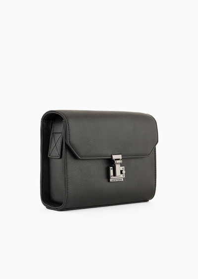 EMPORIO ARMANI Shoulder bag with flap in tumbled leather outlook