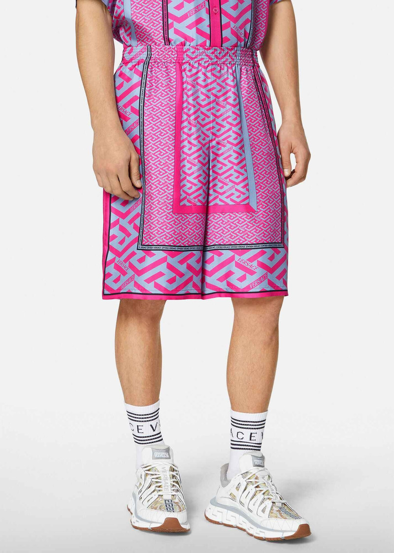 VERSACE La Greca Silk Shorts outlook