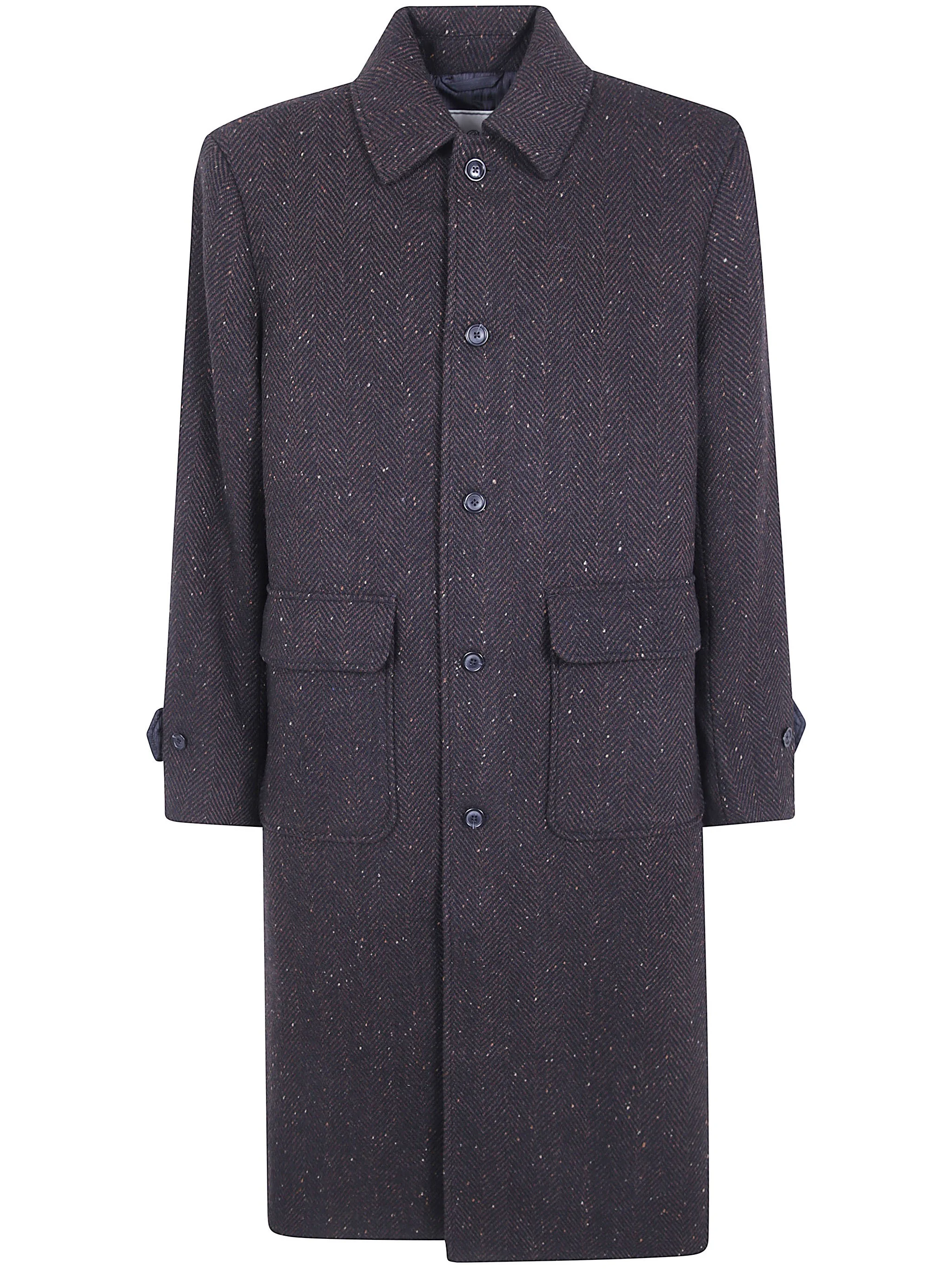 Coat Herringbone "Herringbone Wool Coat" - 1