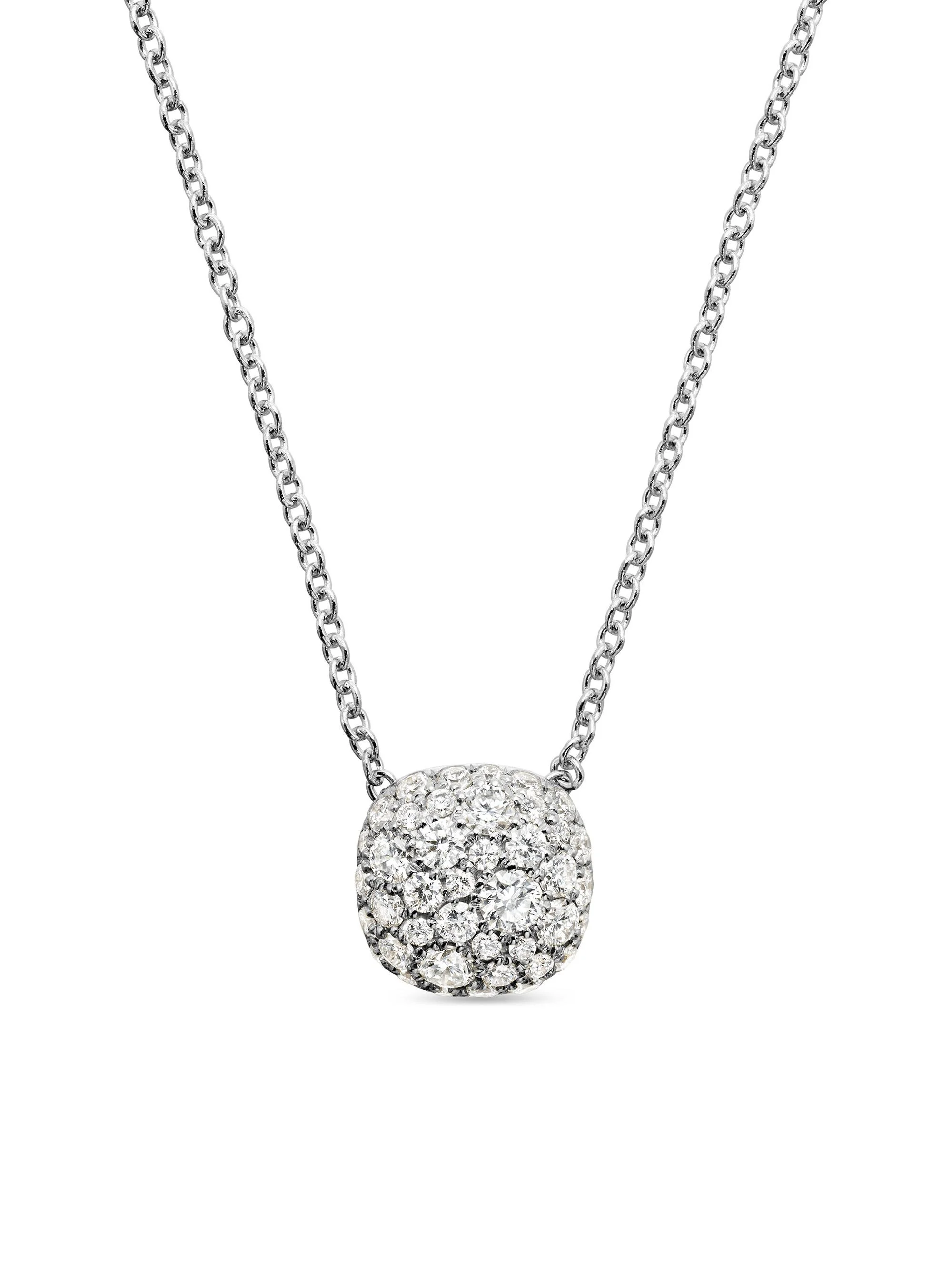Women's Cushion Pendant Necklace in 18K White Gold - Diamond - 1